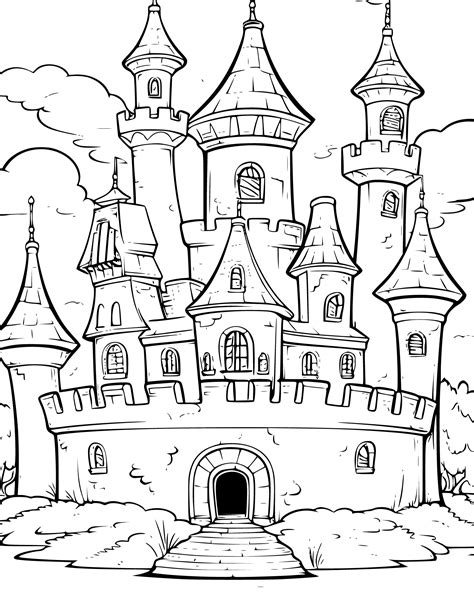 Adult castle coloring pages