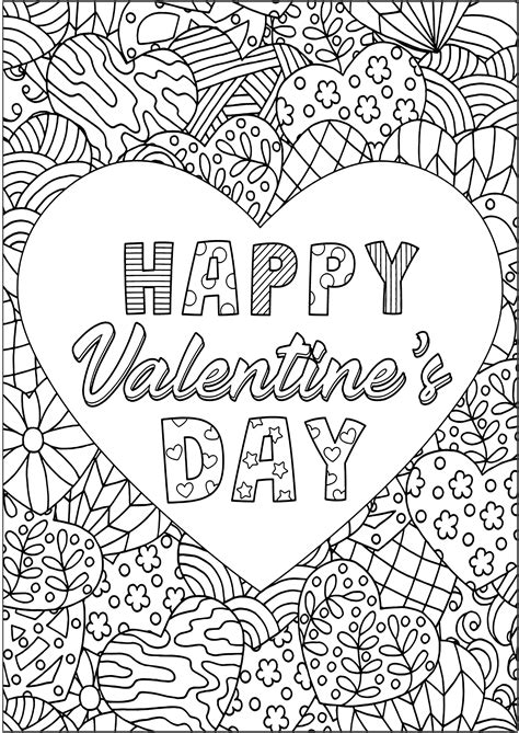 Adult Valentine color pages for relaxation and stress relief