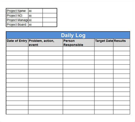 Advanced Daily Log Template in Excel