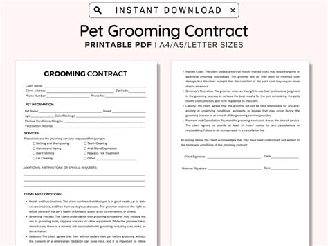 advanced dog grooming contract