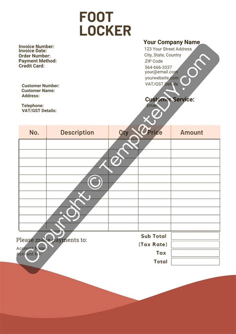 Advanced Foot Locker Receipt Template