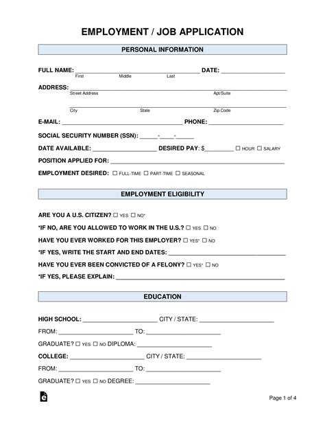 Advanced Job Application Form Template in Word