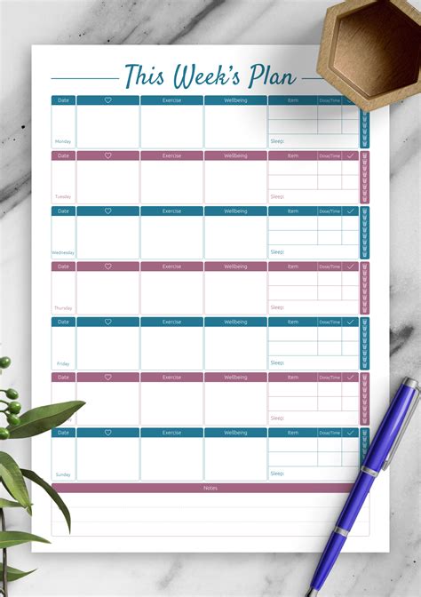 Advanced meal planning template