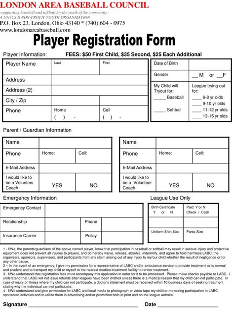 Advanced Player Registration Form