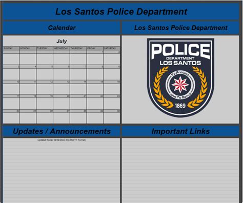 Advanced Police Roster Template