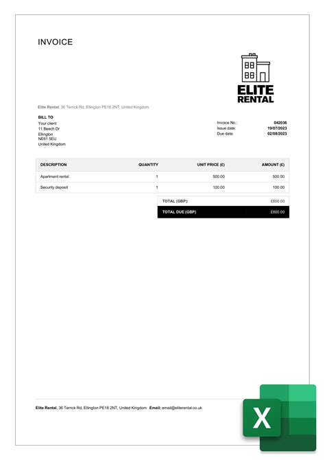 Advanced Rent Invoice Template