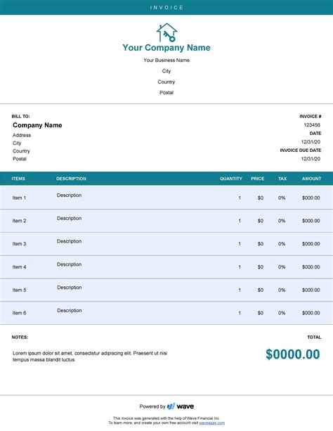 Advanced Rent Invoice Template