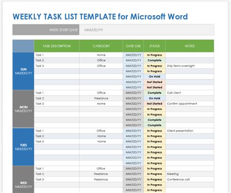 Advanced Task List Template