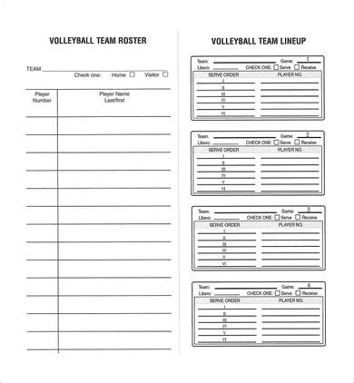 Advanced Volleyball Lineup Sheet