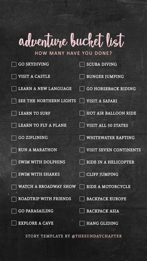 Adventure Bucket List Template