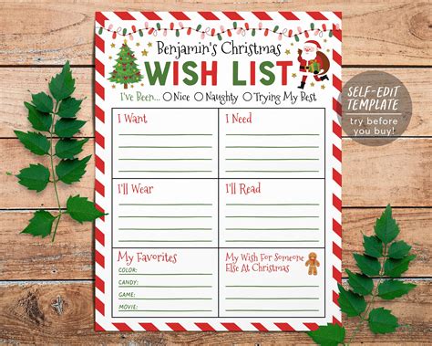 Adventurous Christmas Wishlist Template