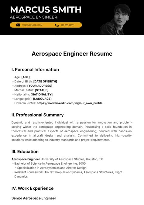 Aerospace Engineer Resume Template