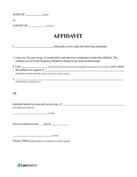 Affidavit Template on Google Docs