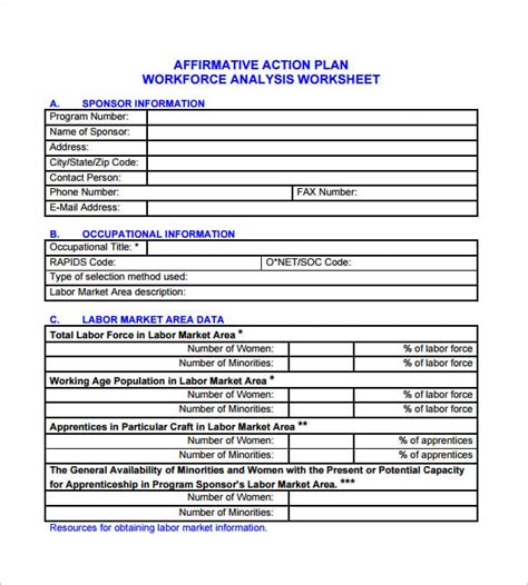 Affirmative Action Plan Template for Federal Contractors