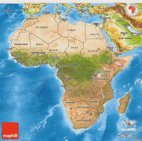 Africa Map with Physical Features