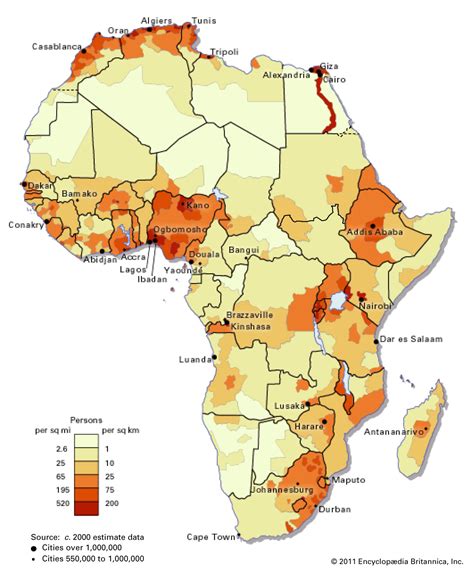 Africa Map with Population Density