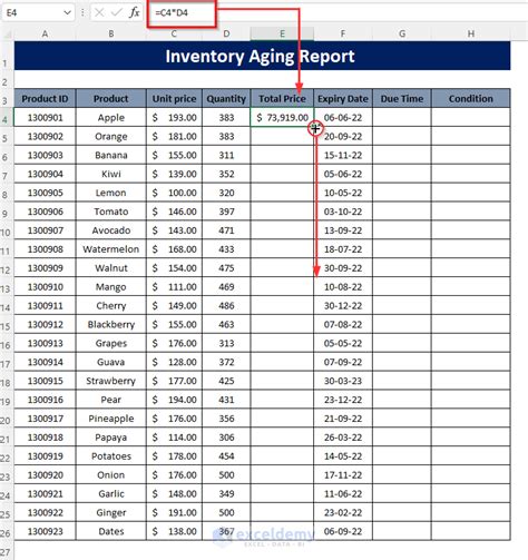 Ageing Report Formulas in Excel