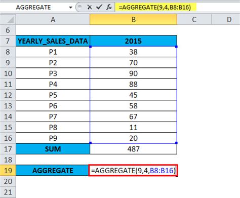 Aggregate Function Excel