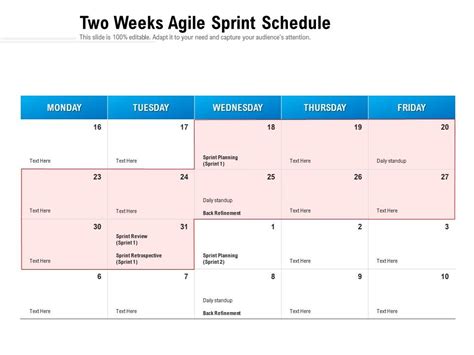 Agile Sprint Calendar Template