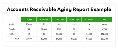 Various Aging Report Examples for Different Businesses