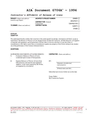 AIA G706A template for architect's certificate for payment