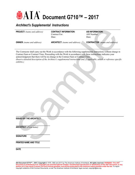 AIA G710A template for architect's supplemental instructions