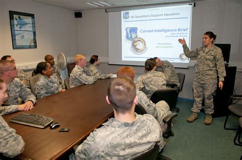 Air Force intelligence analyst at work