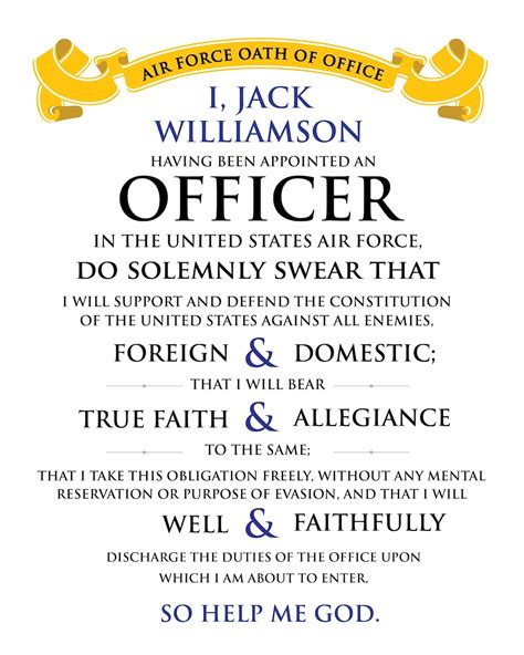 Air Force Officer Oath of Office Pledge