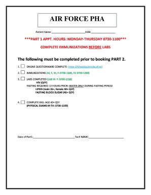 Air Force PHA Preparation Plan