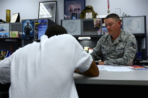 Air Force Recruiter Conducting Enlistment Interview