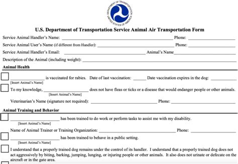 Air Travel Forms for Service Animals