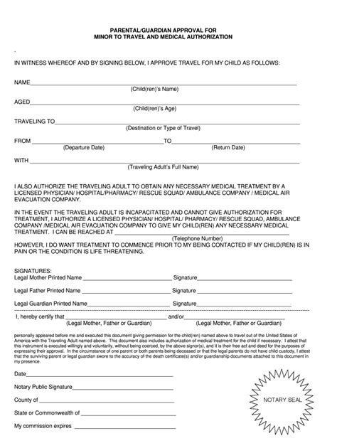 Air Travel OCI Minor Consent Letter Template