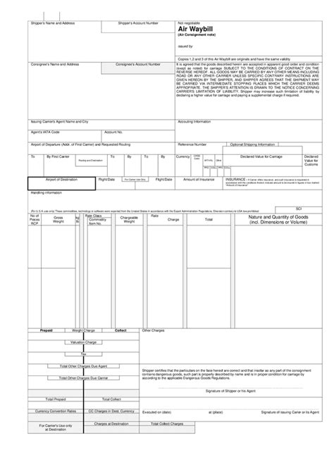 Air Waybill Format