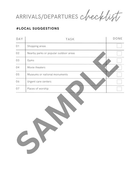 Airbnb Guest Arrival and Departure Checklist Template