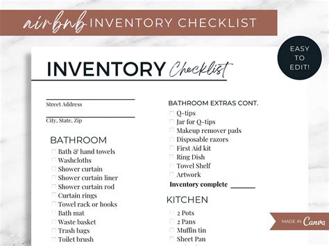 Airbnb Inventory Checklist