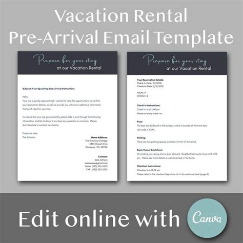 Airbnb pre-arrival template for guests