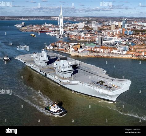 Aircraft Carrier HMS Queen Elizabeth in Portsmouth Harbour