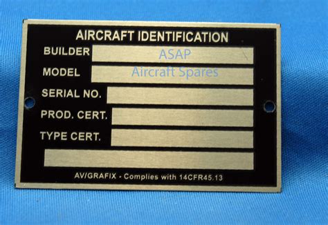 Aircraft Identification Plate