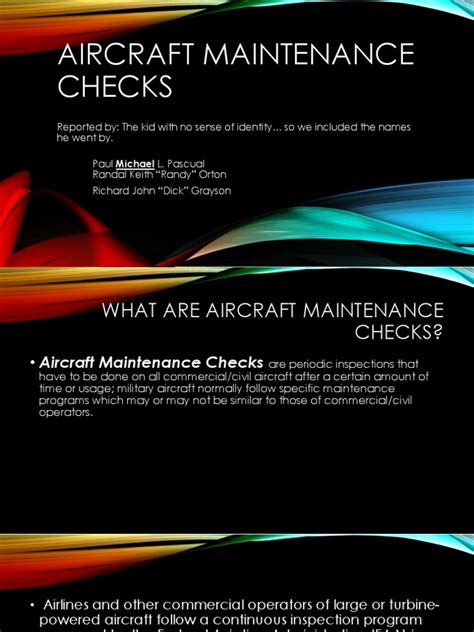 Aircraft maintenance checks