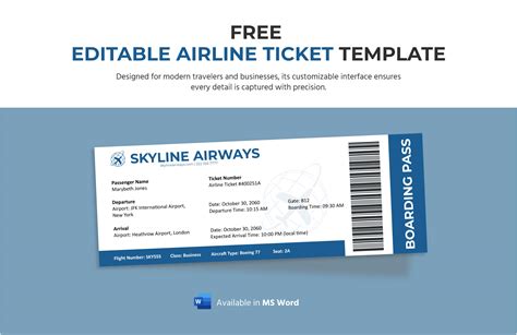 Airline Ticket Template Free