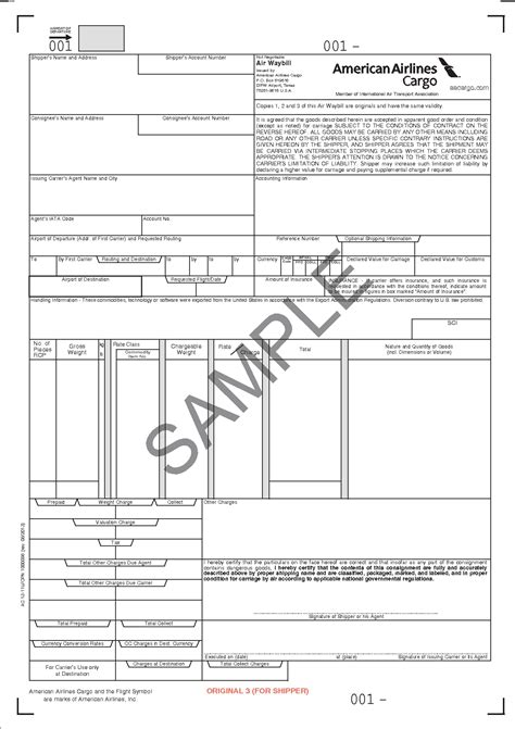 Airway Bill Format 1