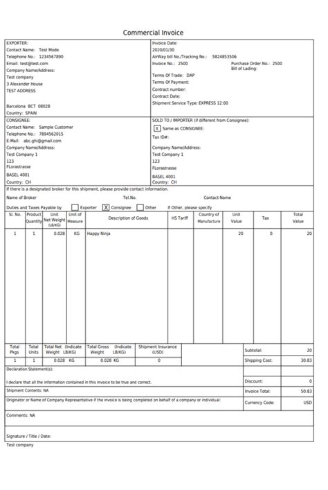 Airway Bill Template with Customs Clearance