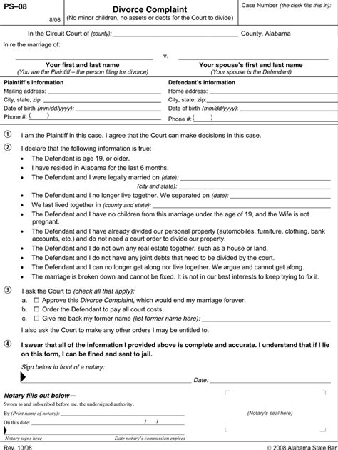 Alabama Divorce Forms