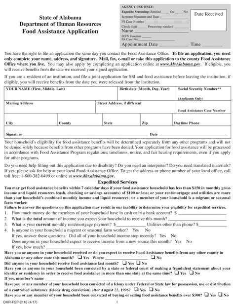 Alabama Food Stamps Application