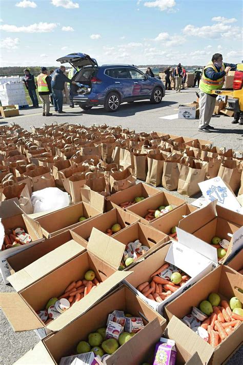 Food bank volunteers sorting donations