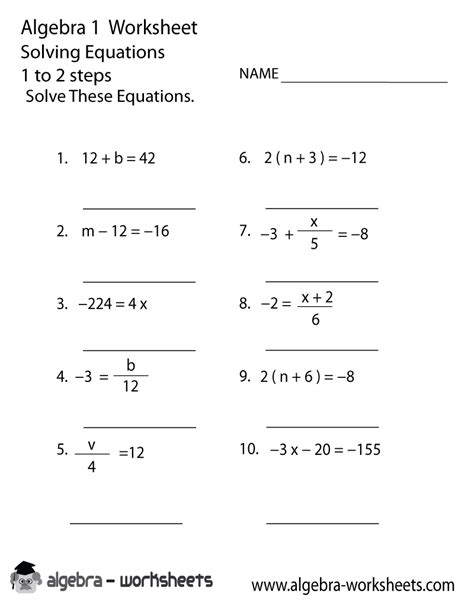 Algebra 1 worksheets