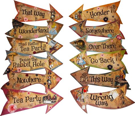 Mad Hatter's Tea Party Alice in Wonderland Arrow Signs