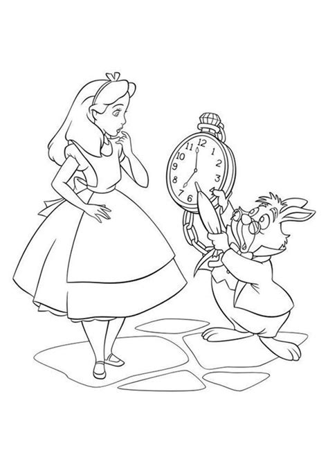 Alice in Wonderland coloring page with teapots and cupcakes