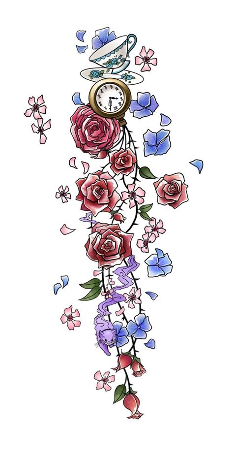 Alice in Wonderland floral border