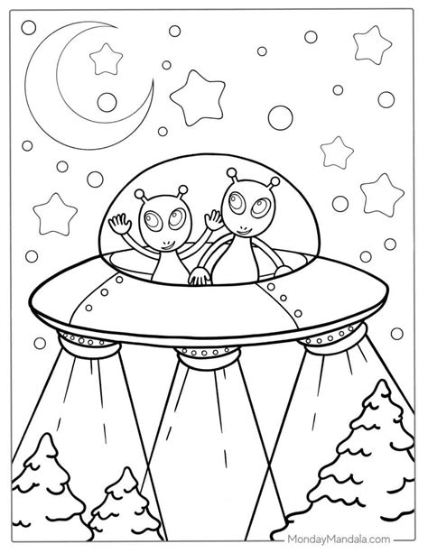 Aliens and Space Ranger Coloring Page